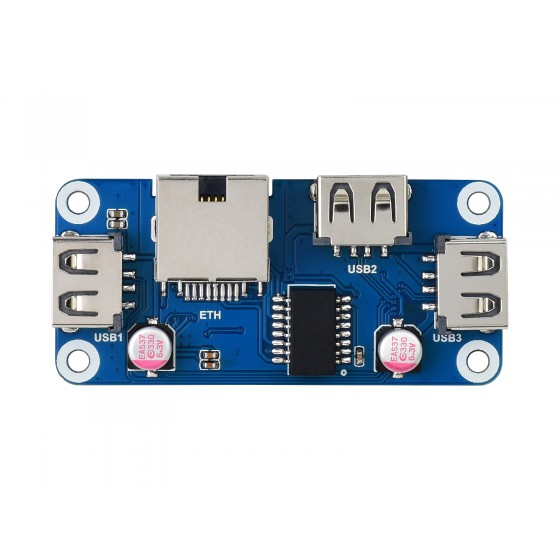 Raspberry Pi USB Hub Ethernet HAT – 3 Porte USB 2.0, RJ45 10/100Mbps, Connettore Type-C, Switch Upstream, Compatibile Con Raspberry Pi