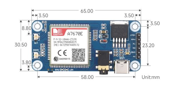 Waveshare Cat-1/GSM/GPRS/GNSS HAT For Raspberry Pi